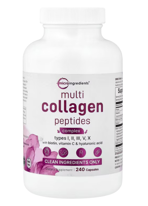 Multi Collagen Peptides Powder - Hydrolyzed Protein Peptides (Type I,II,III,V,X) with Hyaluronic Acid, Biotin & Vitamin C Unflavored
