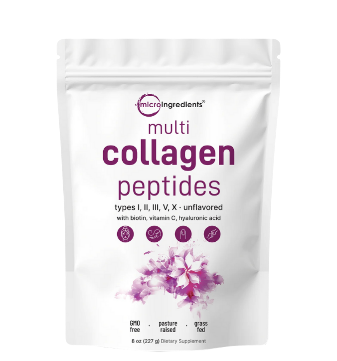 Multi Collagen Peptides Powder - Hydrolyzed Protein Peptides (Type I,II,III,V,X) with Hyaluronic Acid, Biotin & Vitamin C Unflavored