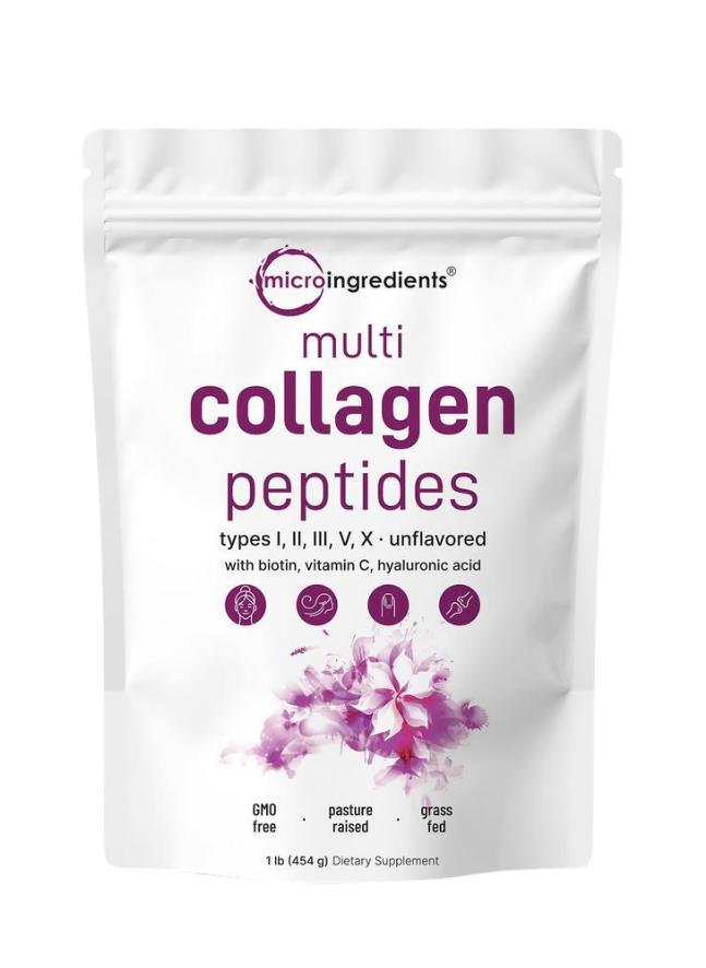 Multi Collagen Peptides Powder - Hydrolyzed Protein Peptides (Type I,II,III,V,X) with Hyaluronic Acid, Biotin & Vitamin C Unflavored