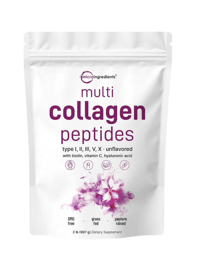 Multi Collagen Peptides Powder - Hydrolyzed Protein Peptides (Type I,II,III,V,X) with Hyaluronic Acid, Biotin & Vitamin C Unflavored