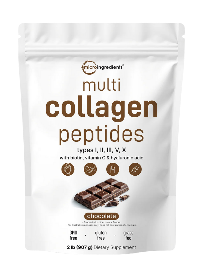 Multi Collagen Peptides Powder - Hydrolyzed Protein Peptides (Type I,II,III,V,X) with Hyaluronic Acid, Biotin & Vitamin C Unflavored