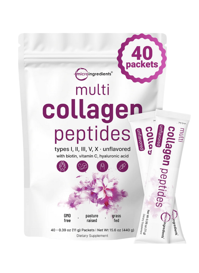 Multi Collagen Peptides Powder - Hydrolyzed Protein Peptides (Type I,II,III,V,X) with Hyaluronic Acid, Biotin & Vitamin C Unflavored